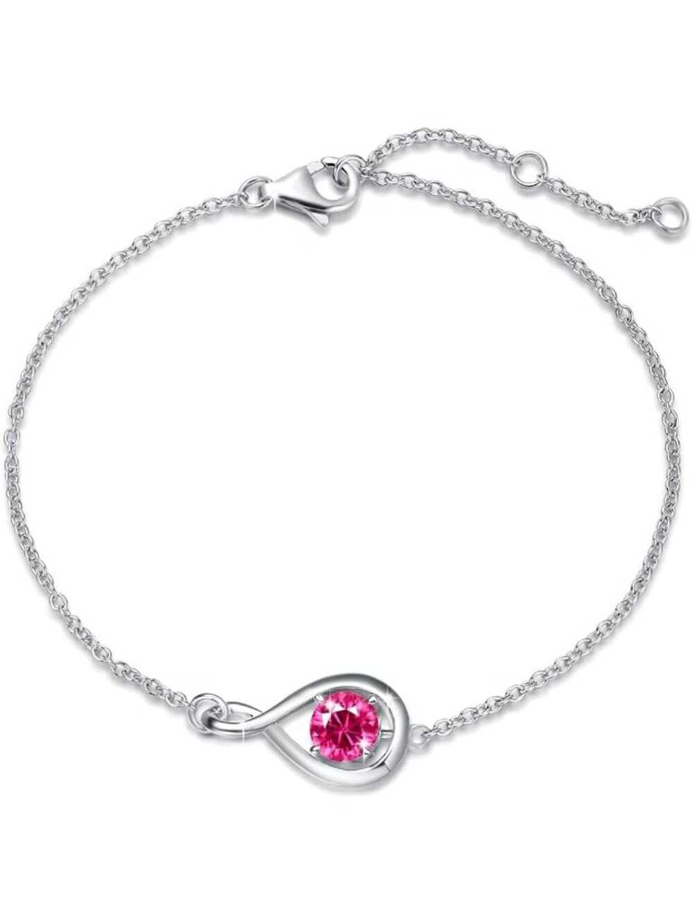 Sterling Silver Infinity Birthstone Bracelet for Women - Elegant Gift Idea